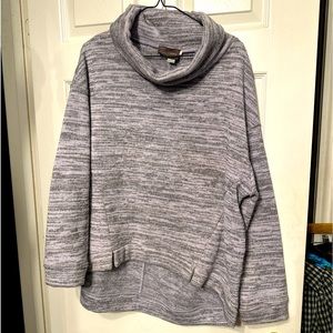 Saturday Sunday Anthropologie Large  Neck Sweater Lilac Gray 3/4 Sleeve Hi Low